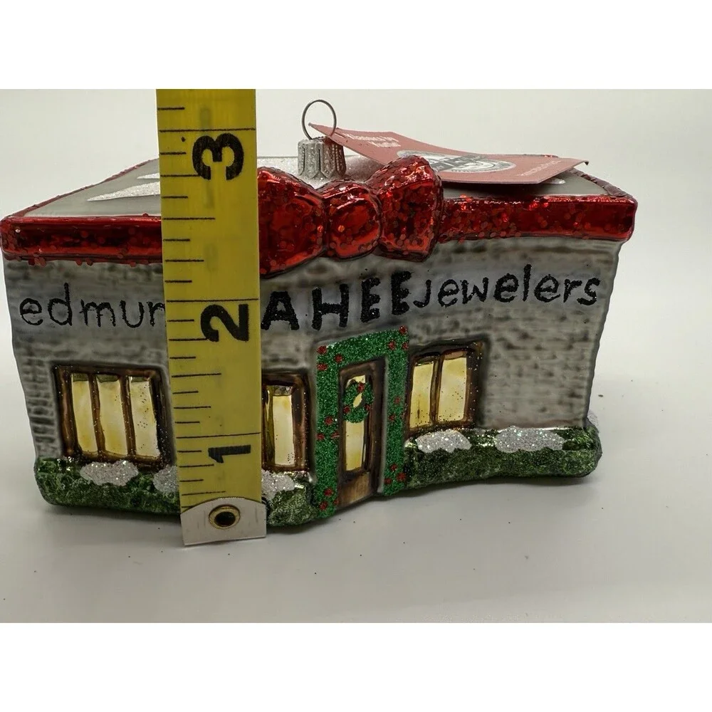 Edmund T Ahee Grosse Point Glass Jewelery Store Ornament Christmas Glass Glitter
